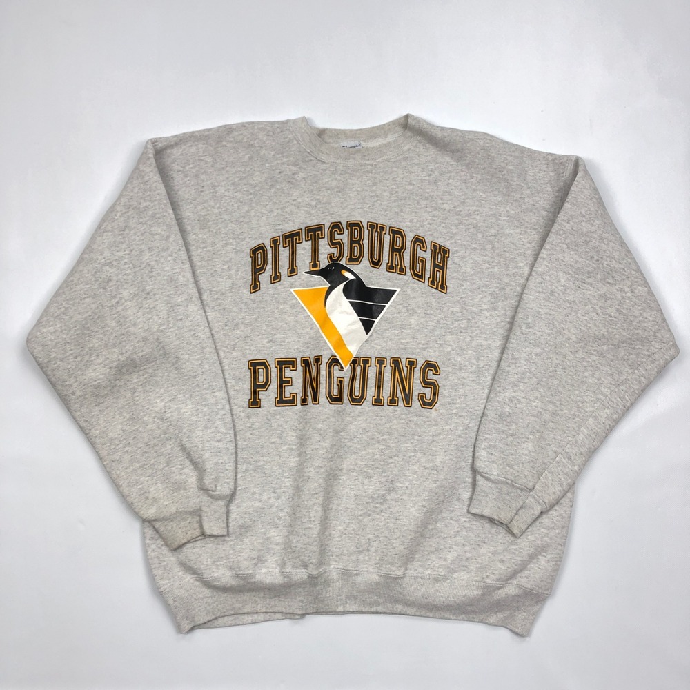 Vintage 90s Champion Pittsburgh Penguins Sweatshirt XL Made in USA Gray NHL